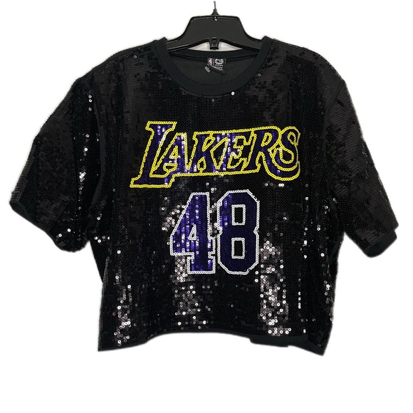 Sequin Lakers Crop Top 1X - Picture 1 of 4